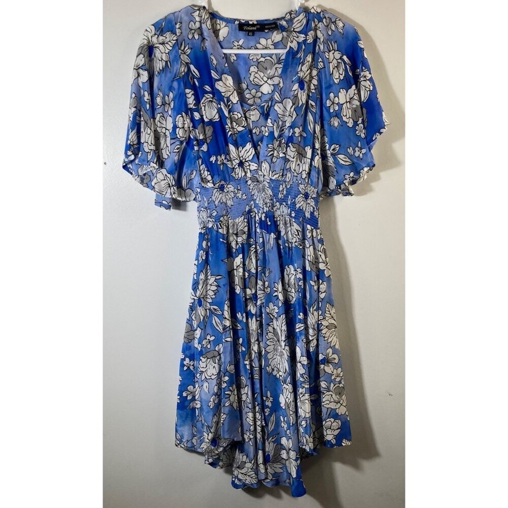 Womens Tolani‎ Diana Midnight Dress Floral Blue White XS #12